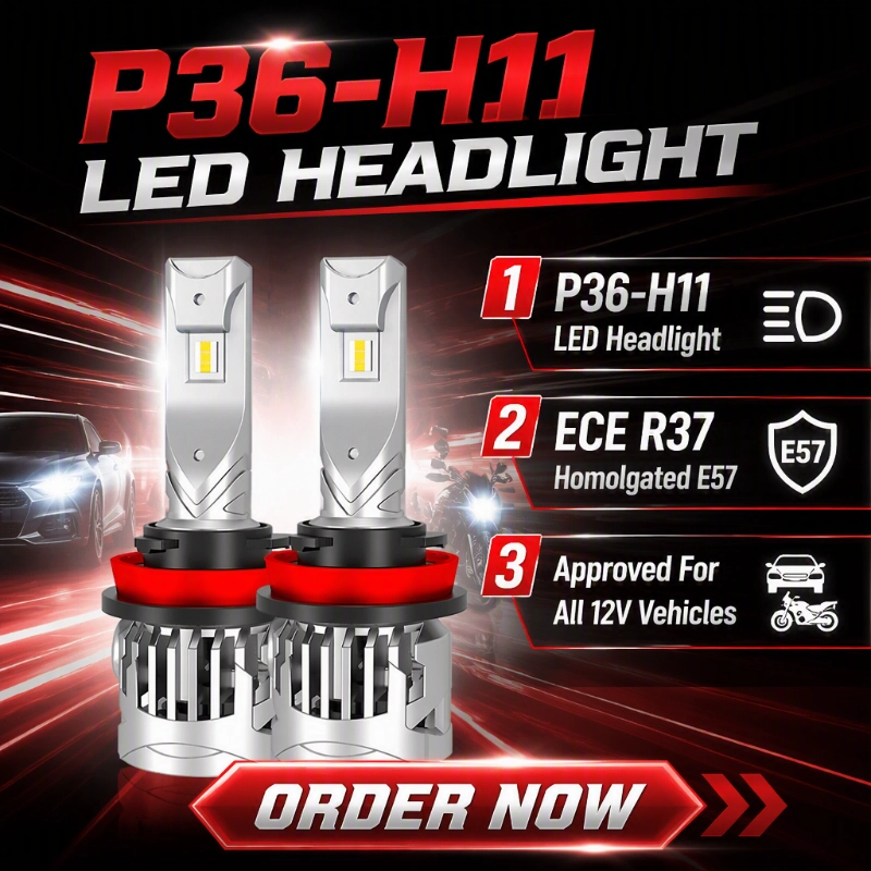 Seolann Luxfighter Bulb Ceannlampa LED ECE R37-Certified P36 H11